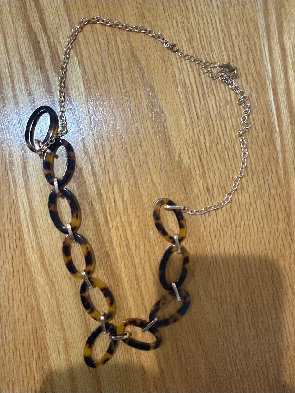 Tortoiseshell Link Necklace with Gold Chain - Women Jewelry